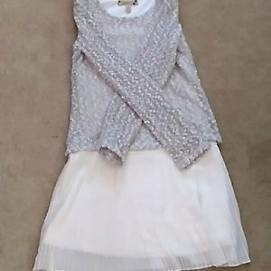 Gray top white skirt attached